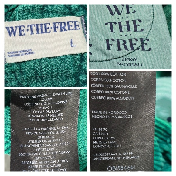 Free People We The Free Ziggy Cord Shortall Emerald Green Corduroy Overalls L - Picture 3 of 9